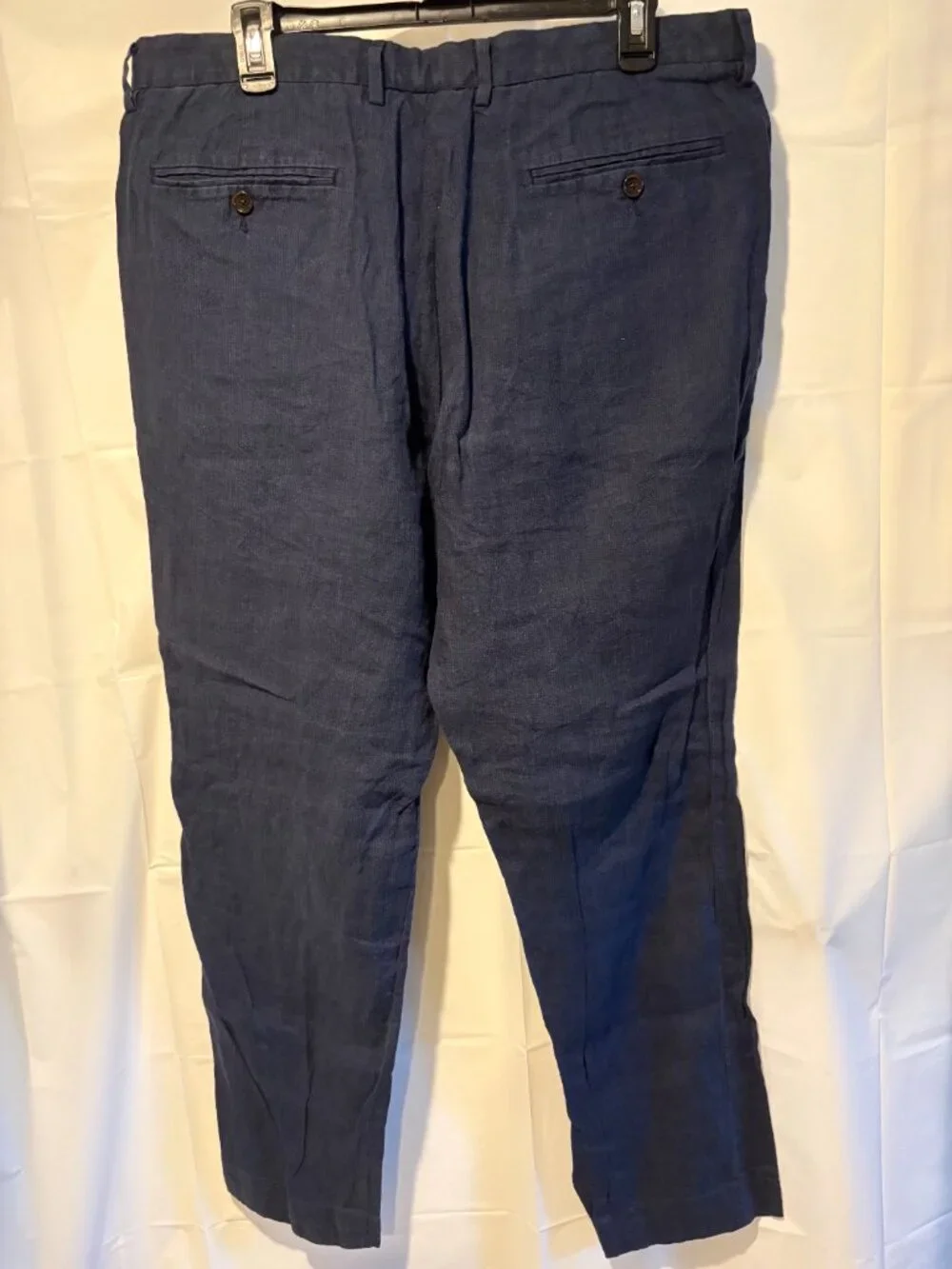 Mens J. Crew Bowery 36x32 Slim Fit Baird McNutt Irish Linen Blue Pants
